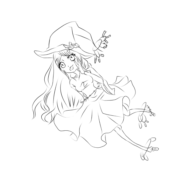 魔法使いの少女　　線画