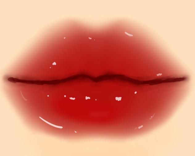 red glossy lips