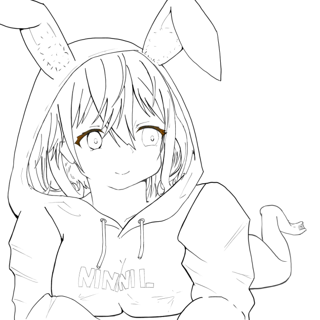 【線画】兎の寝正月