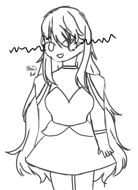 Girl with Very Long Hair Sketch