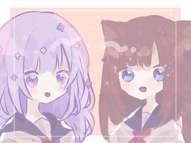 リクエストイラスト（ばにらねこさんとすみれさんの代理ちゃん）