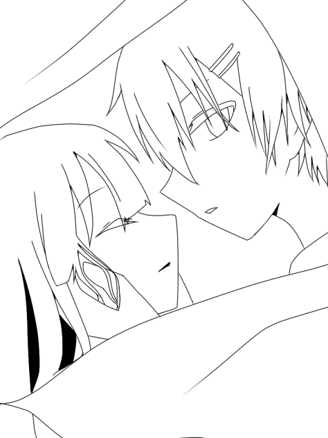 線画　カーテンベール