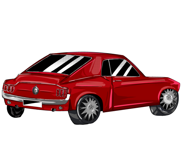 Retro car partial back view