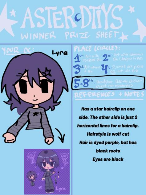 prize sheet aster dtiys