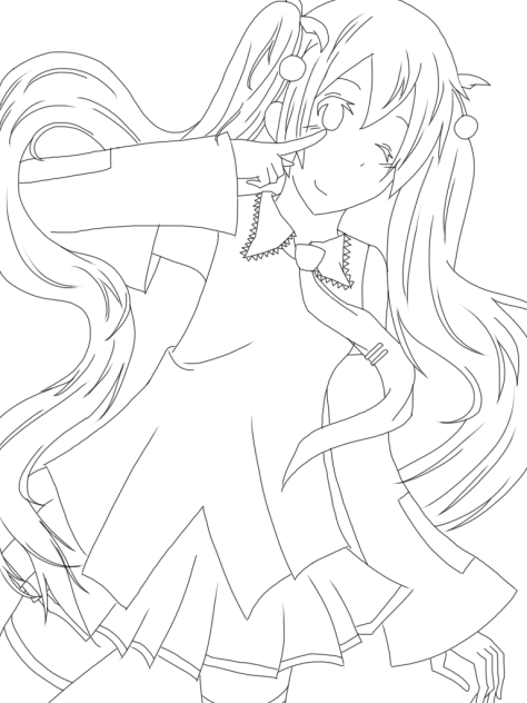 桜ミク 線画