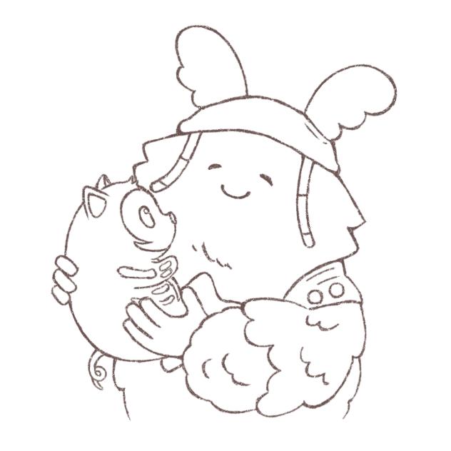 ガフちゃん&スプーキー　線画バージョン