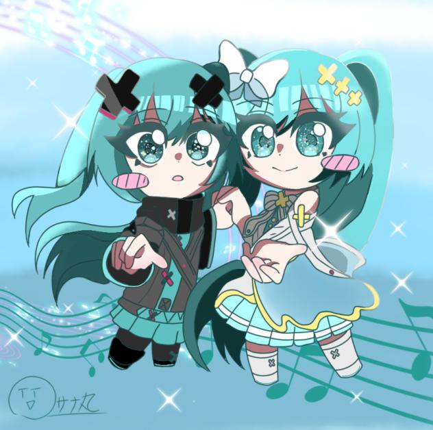 ミクの日記念　ハローセカイ塗り絵