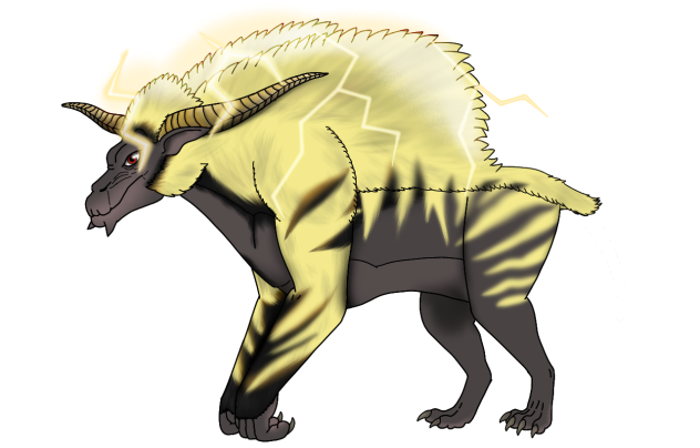 Furious Rajang with effects render