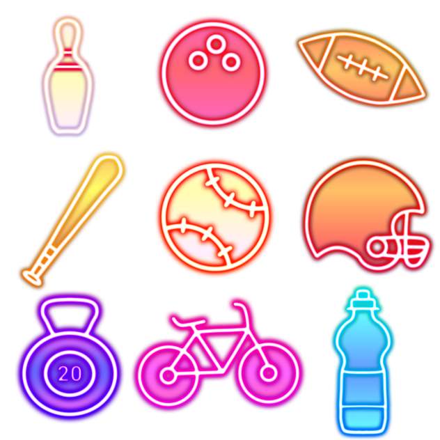 Sports neon icons 2 b