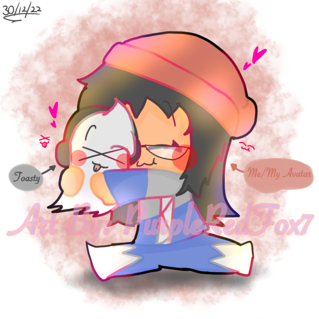 My roblox avatar and toasty the ghost ^^