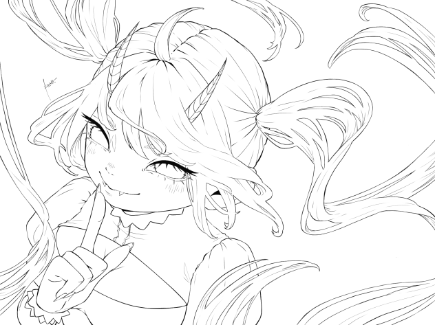 “Mischievous4”line drawing