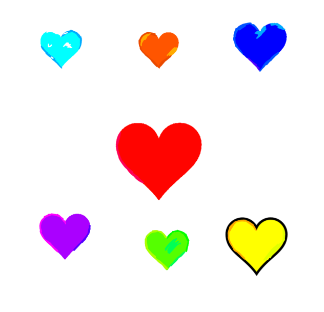 All seven souls from Undertale