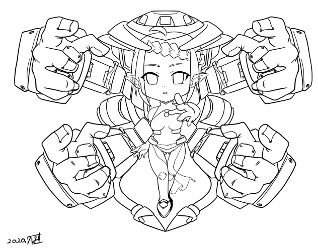 オリキャラ　デフォルメ（線画