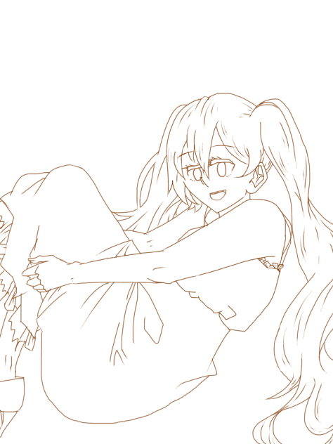 【線画】ミクさんぽい子