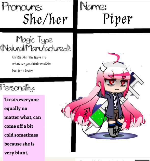 Character sheet thing