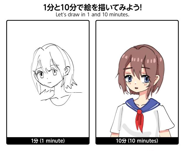 Let's draw in 1 and 10 minutes.