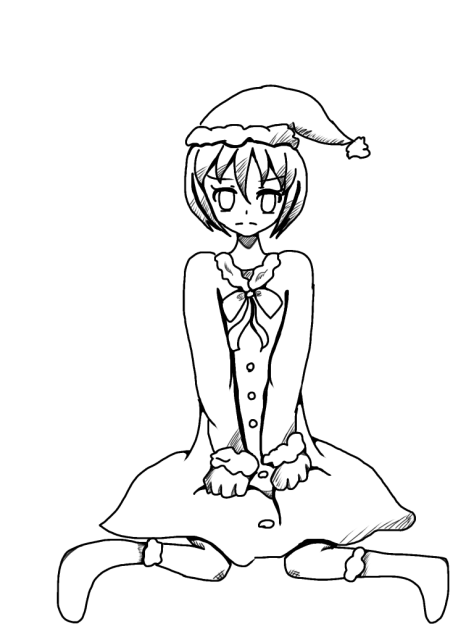 クリスマス女の子 線画 塗って下さい