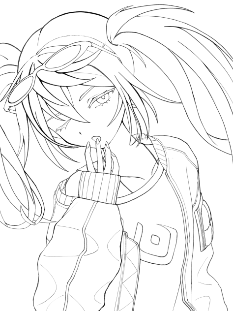 初音ミク　砂の惑星　線画