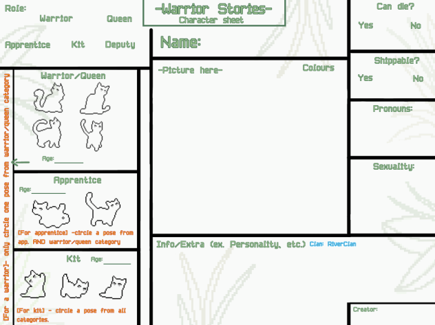 Warrior stories character sheet ^^