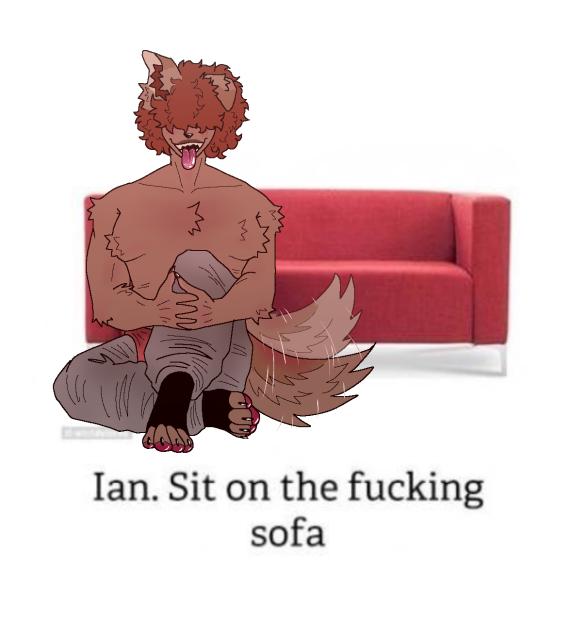 Champi. Sit on the fucking sofa