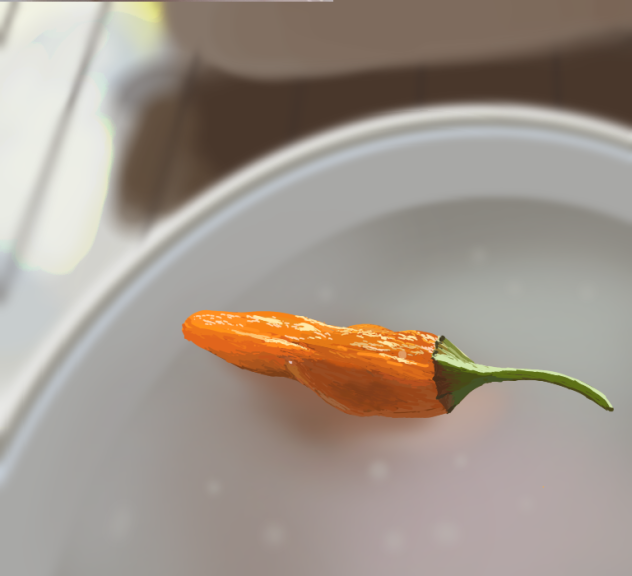 A single pepper on a plate