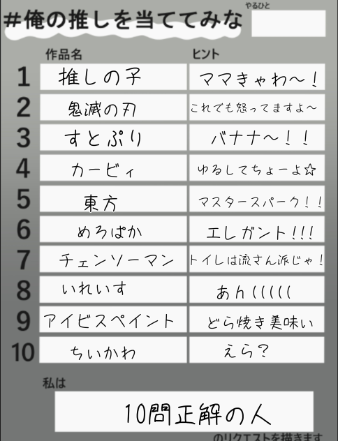 推しを当ててくれぃ！