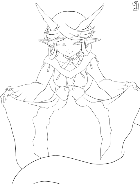 ドラゴン娘　ぬり絵