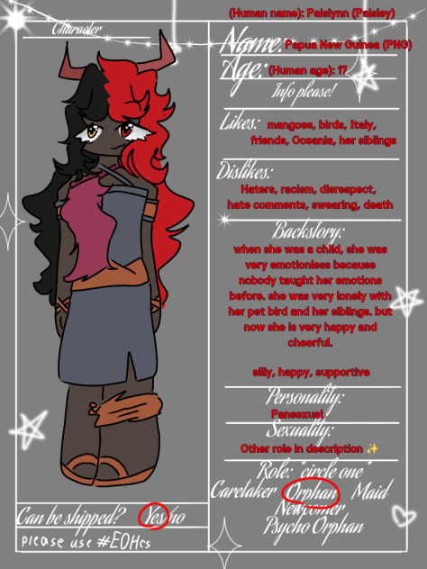 Papua New Guinea Character Sheet! (AK)