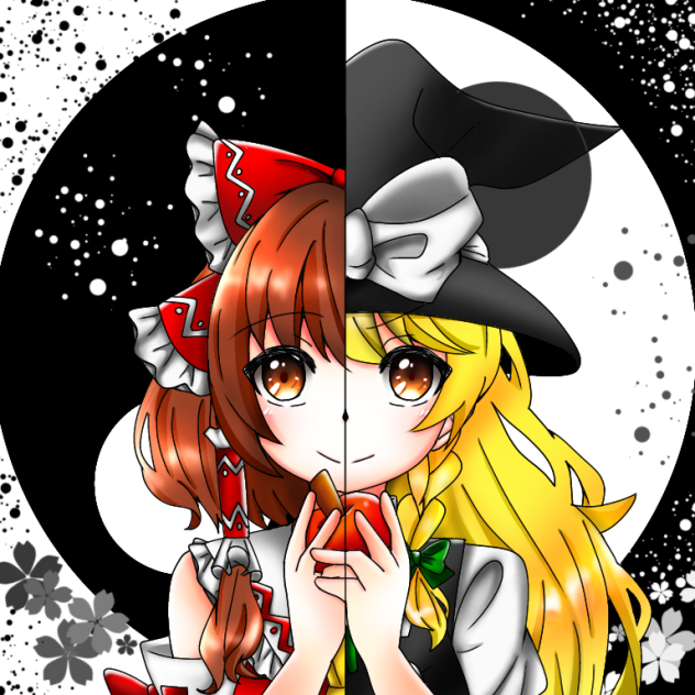 レイマリとりんご【塗り絵】