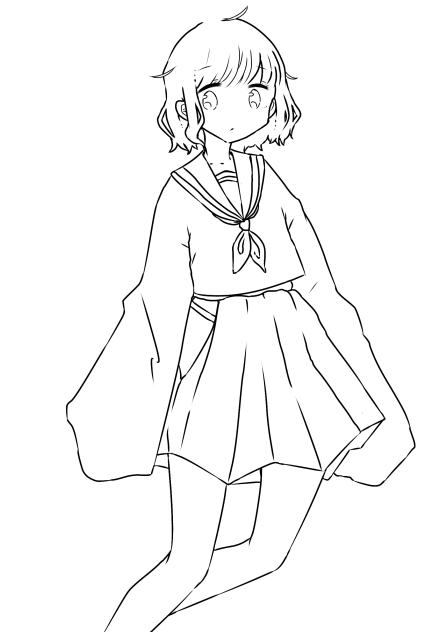 セーラー×袴👧　線画