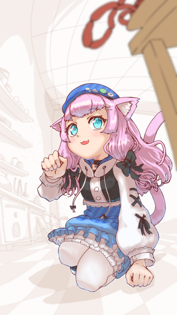 ソーセージを狙うにゃんこ