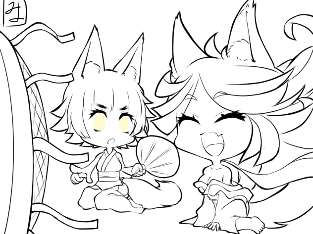 お稲荷さんズ　line art