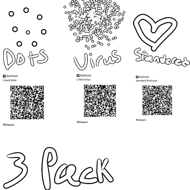 3 Three pack lined brushes