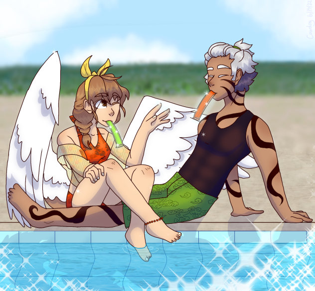 Enjoying the poolside