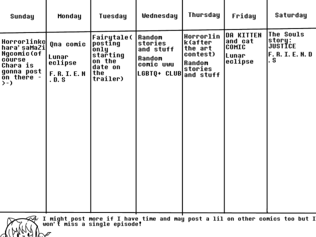 My comic posting chart