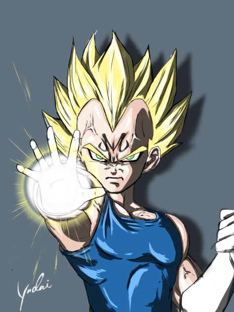 記憶だけを頼りにベジータ描いてみた 背景灰色ver