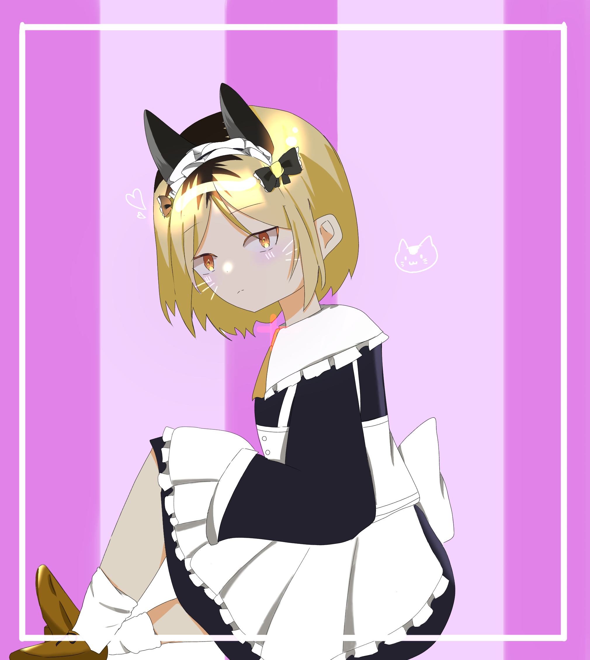 期間限定　猫耳巫女メイド　直筆イラスト コミティア151 桜色の猫耳巫女 狐巳夜 - Illustrations ART street