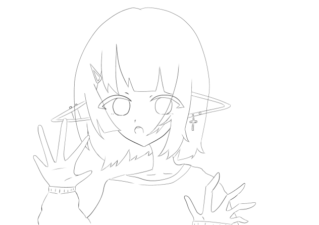 やっほ〜　線画