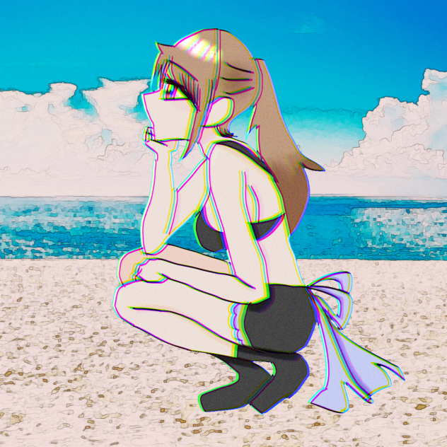 海にいるクイちゃんはこんな感じ
