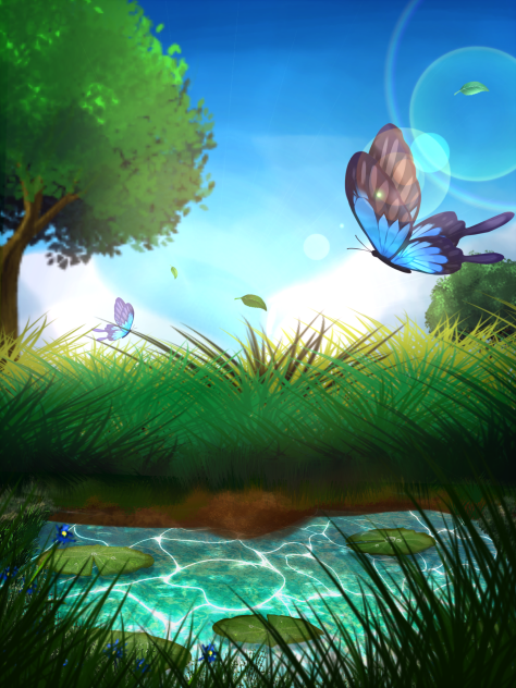 landscape with butterflies