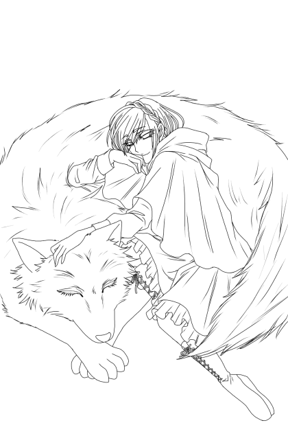 【線画】赤ずきん(？)