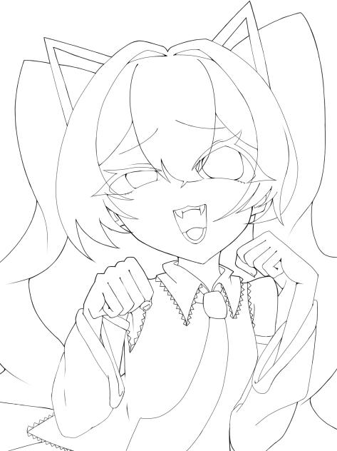 ニャン　線画