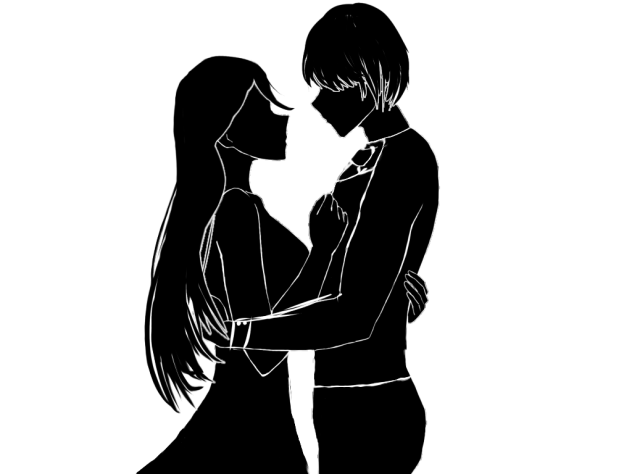 Newlyweds silhouette