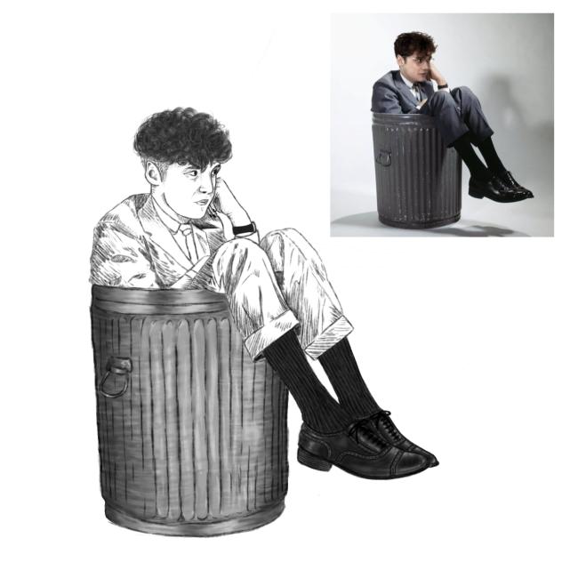 wip - dude in a trash can