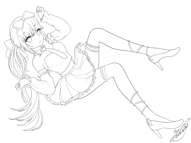 Floating Girl（線画）