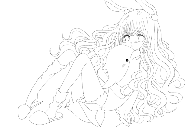 うさ耳(塗り絵)