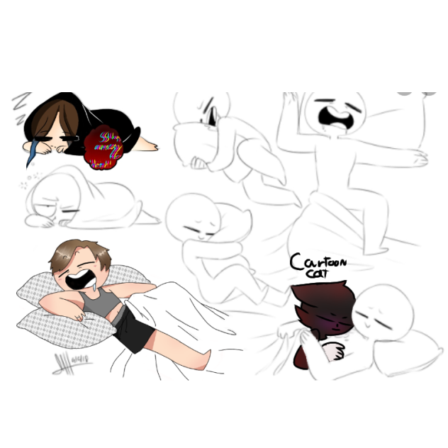sleep collab with cartoon cat
