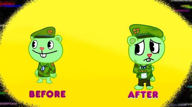 Before and after pibby Flippy