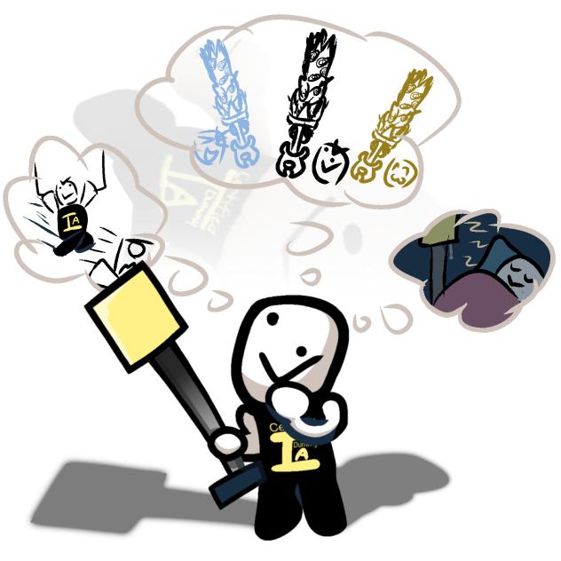 Dummy thinks about what to do