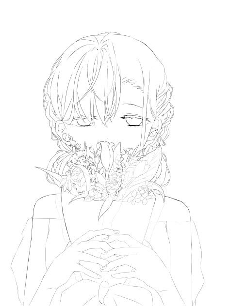 花束　線画